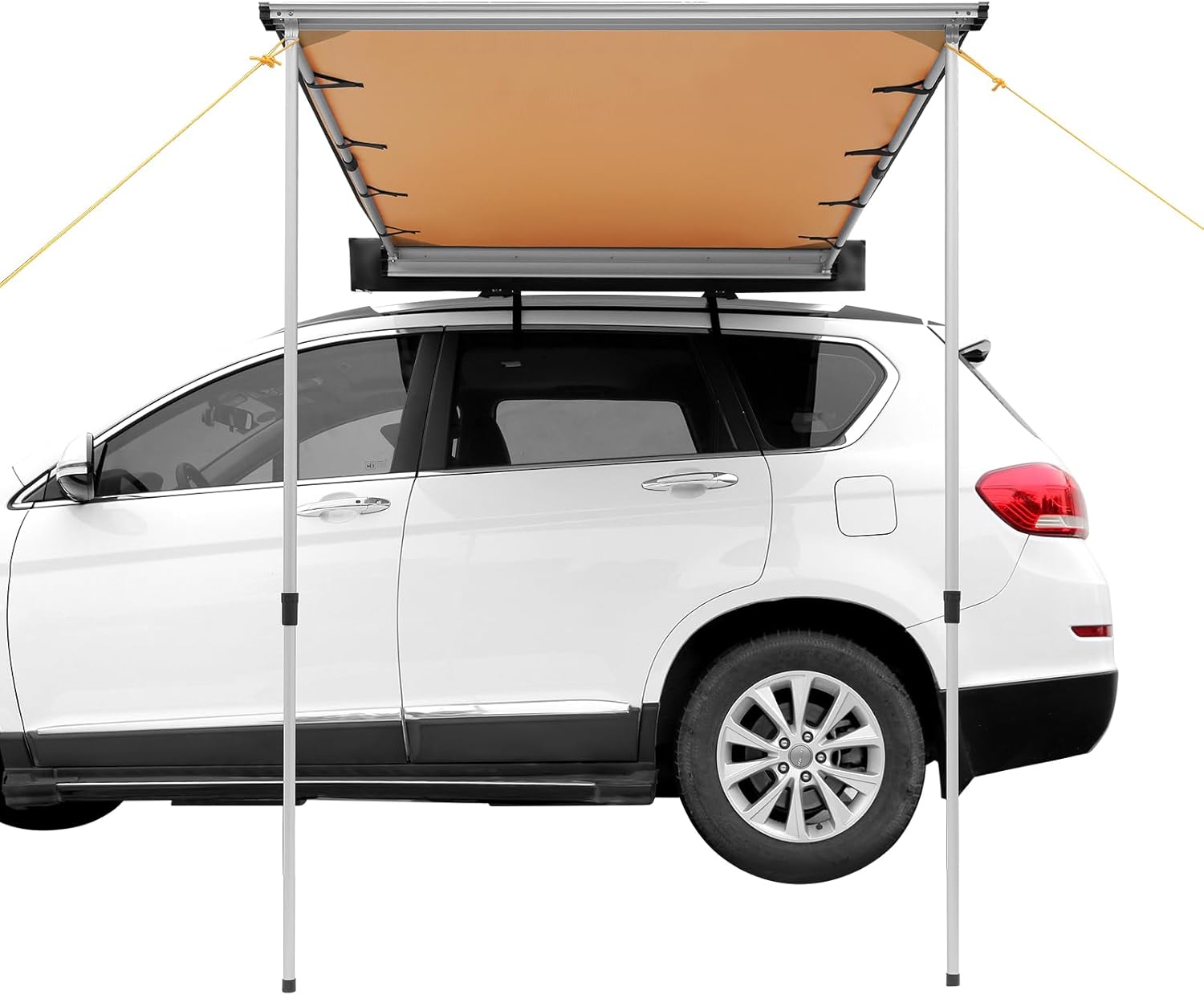 VEVOR Vehicle Awning 6.6'x8.2' Roof Rack Pull-Out Sun Shade UV50+ PU3000mm, Retractable Weatherproof 4x4 Side Awning for SUV Outdoor Camping & Overland (Hardware Included), w/Waterproof Storage Bag