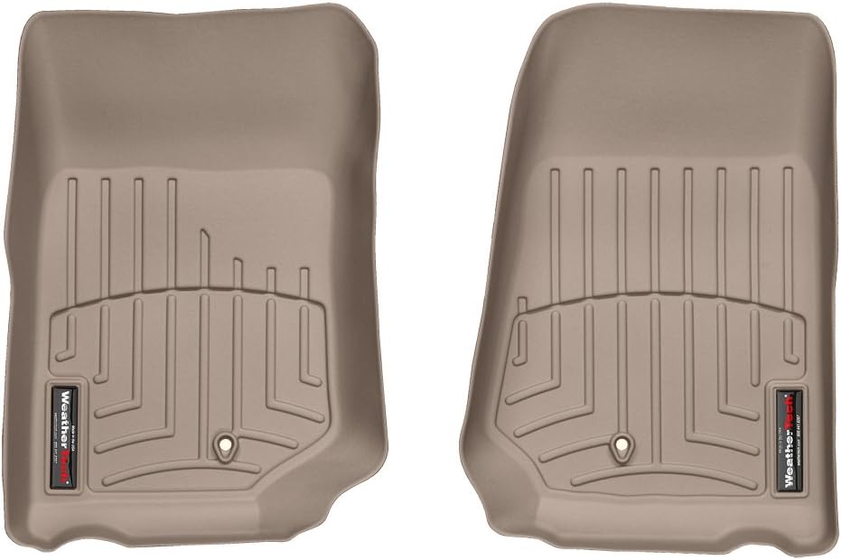 WeatherTech Custom Fit FloorLiners for Jeep Wrangler Unlimited 4-Door, Wrangler 2-Door, 1st Row (451051), Tan