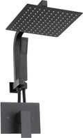 Black Shower Head and Handle Set, Shower Faucet Set with 10 Inch Rain Shower Heads with Handheld Spray Combo, Rainfall Bathroom Shower System Rain Shower Head and Handle Set