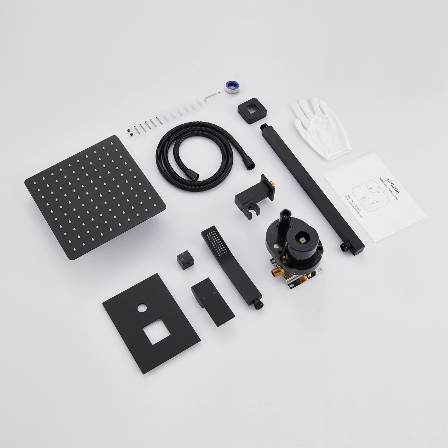 Shower System 10 Inches Rain Shower Combo Set Black Wall Mount Faucet Bathroom Faucets with Rainfall Shower Head and Hand Shower