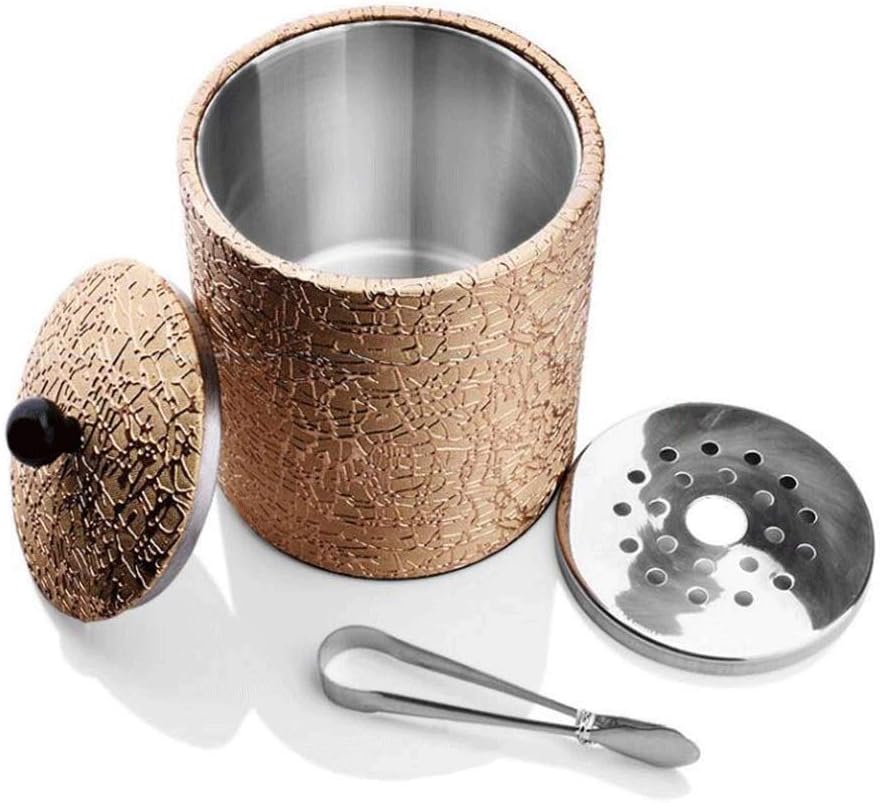 Ice Bucket Stainless Steel Line Portable Layer with Compartment Beer Red Wine Barrel Bar