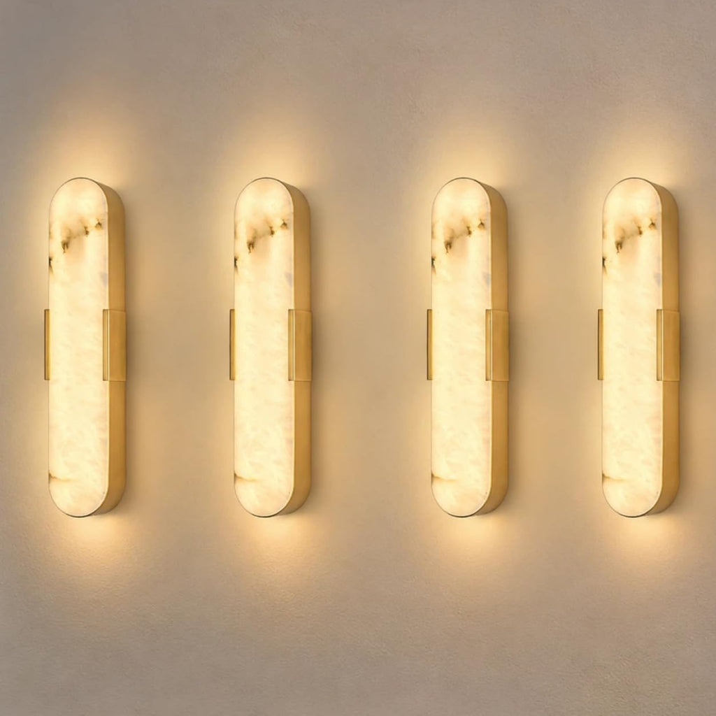 Modern LED Wall Sconce, 19.7' Alabaster Wall Light with 3 Color Gold 4Pcs | 3cct Spanish Alabaster Suitable For Bedrooms, Wall Murals And Headboards