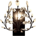 Wall Sconces Creative Retro Crystal Wall Sconces Wrought Iron Crystal Branches Wall Light Wall Mounted Lighting Fixture for Dining Room Bathroom Bedroom Living Room Entryway(Black)