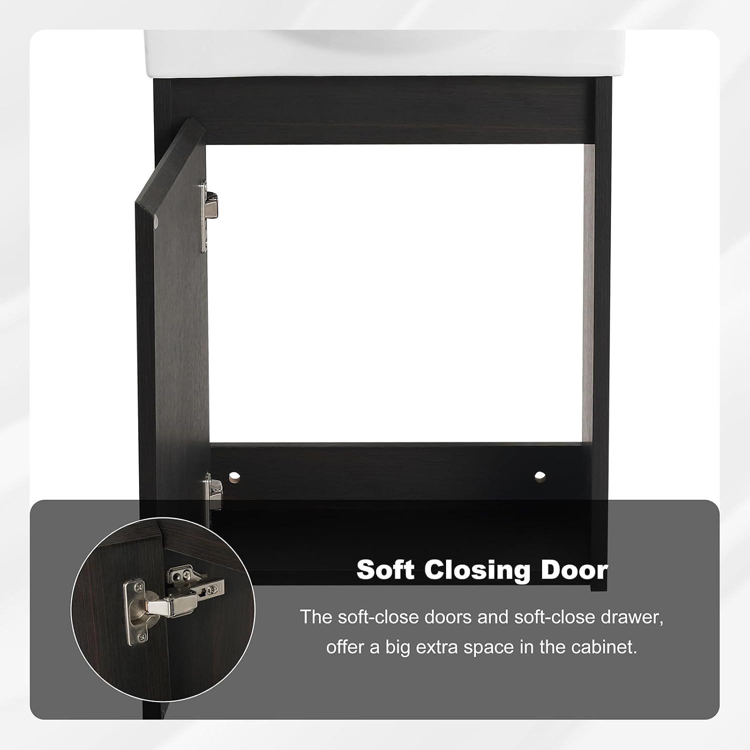16' Floating Bathroom Vanity with Sink, Modern Wall Mounted Bathroom Cabinet with Undermount Resin Sink, Single Small Bathroom Vanities, Bathroom Storage Vanity Set with Door, Soft-Close, Black