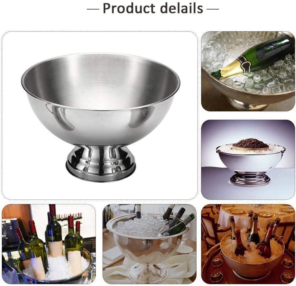 Stainless Steel Ice Bowl, Metal Bar Beer Bucket, Champagne Red Wine Ice Bucket, Fried Ice Cream Bowl Salad Dessert Cup