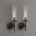 Knurled Wall Sconces Set of Two, Black Wall Sconce Lights, 14' Black Bathroom Wall Sconces, Glass Linear Sconce Wall Lighting, Vanity Lights Bathroom Light Fixture Wall Lights for Living Room