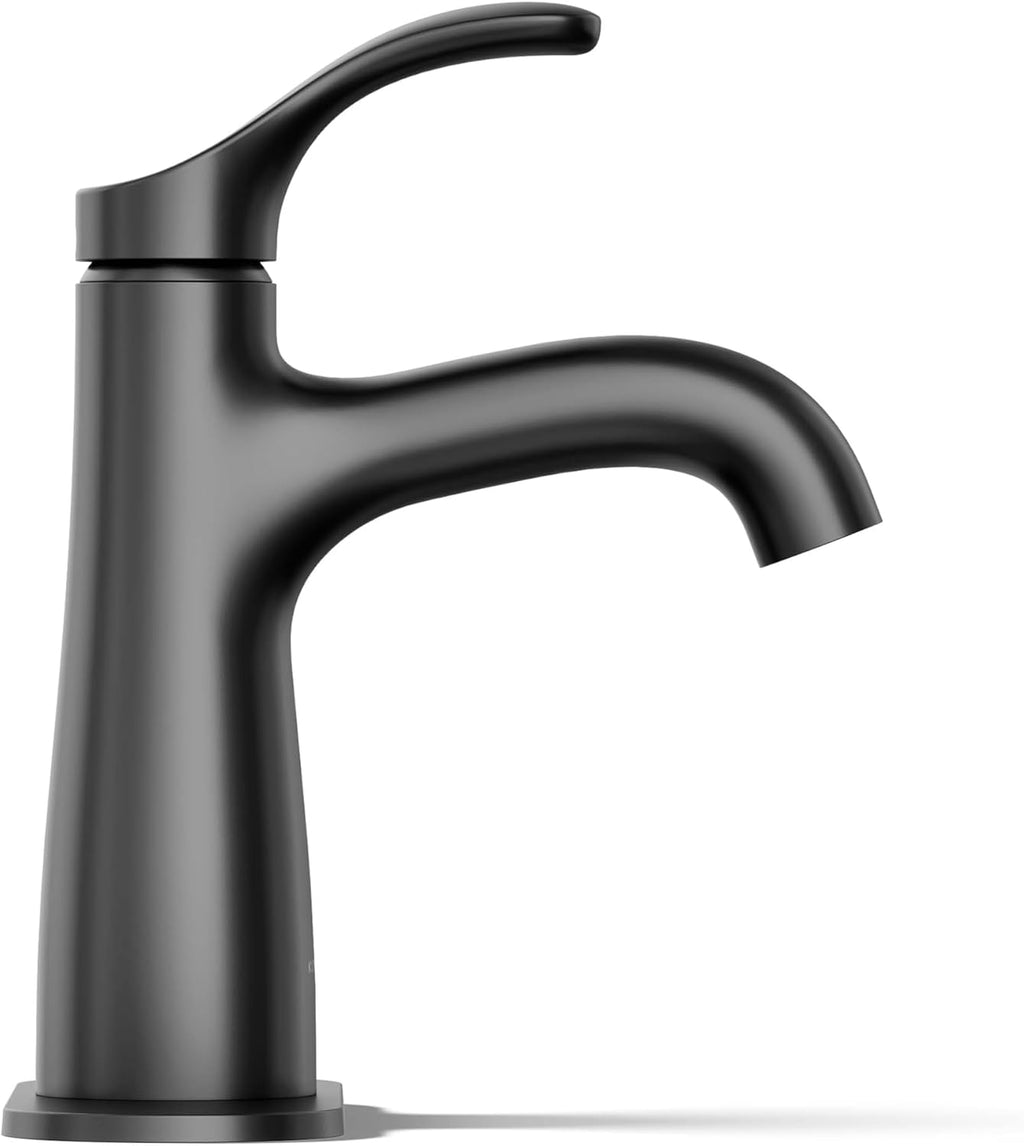 Kohler 27389-4N-BL Simplice Bathroom Sink Faucet, 1 Hole, Single-Handle Bathroom Faucets with Clicker Drain, 0.5 gpm, Matte Black