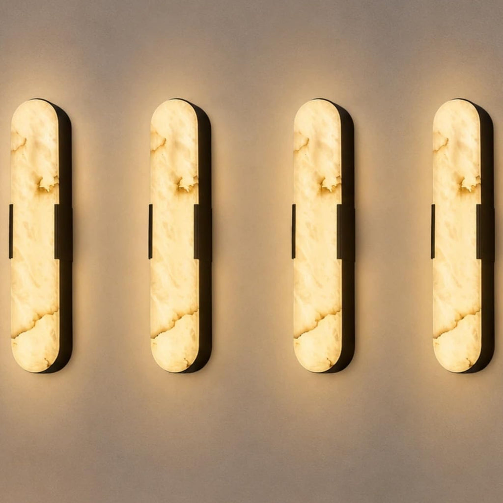 Alabaster wall Sconce 19.7in Dimming Black 4 Pcs | 3cct Spanish Alabaster Suitable For Bedrooms Wall Murals And Headboards