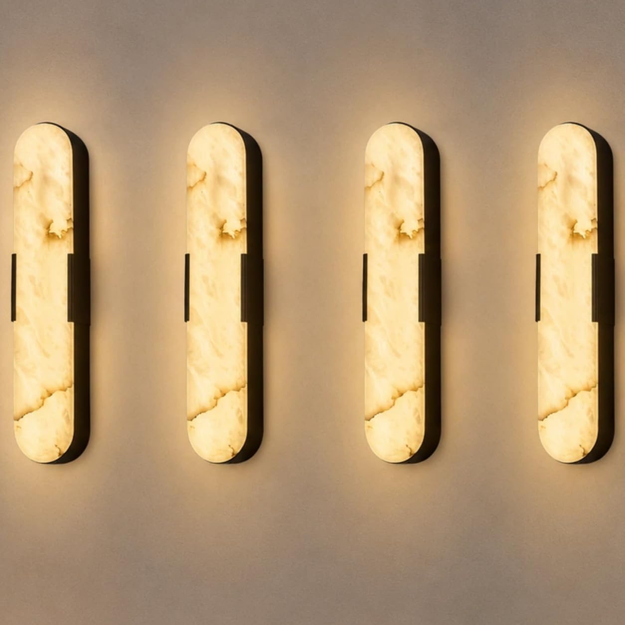 Alabaster wall Sconce 19.7in Dimming Black 4 Pcs | 3cct Spanish Alabaster Suitable For Bedrooms Wall Murals And Headboards