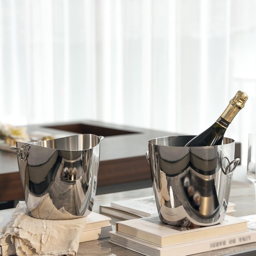 Ice Bucket Ice Bucket for Freezer Stainless Steel Ice Bucket Household Wine Set Ice Bucket, Wine Champagne Beer Red Wine Cocktail Chilled Ice Bucket Ice Buckets Party Cooler Drink Cooler