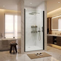 Pivot Shower Door 34 inch W x 72 inch H, Single Swing Tempered Glass Shower Door with Aluminum Frame, Frameless Look for Modern Bathroom Remodel or Apartment Upgrade, Matte Black