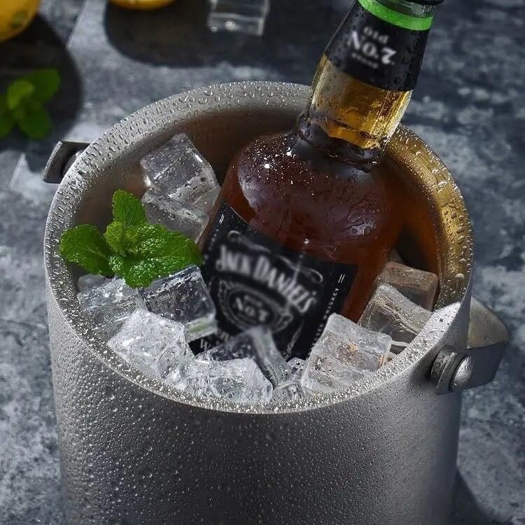 Ice Bucket Ice Bucket for Freezer Stainless Steel European Champagne Bucket Thickened Ice Bucket, Ice Cube Bucket Iced Hotel Bar Red Wine Bucket Ice Buckets Party Cooler Drink Cooler(3L)