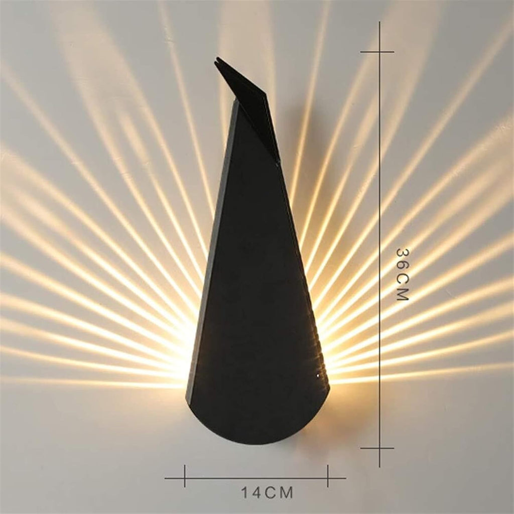 Modern Scandinavian LED Wall Lamp - Black Wrought Iron Fixture for Aisle, Stairs, Corridor, Bedroom, Toilet - Minimalist Indoor Lighting, 36x14cm Elegant Design