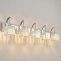 Crystal Vanity Lights 5-Light Chrome Bathroom Vanity Lights Modern Crystal Bathroom Light Fixtures Over Mirror 42.51' Long Vanity Light for Bathroom