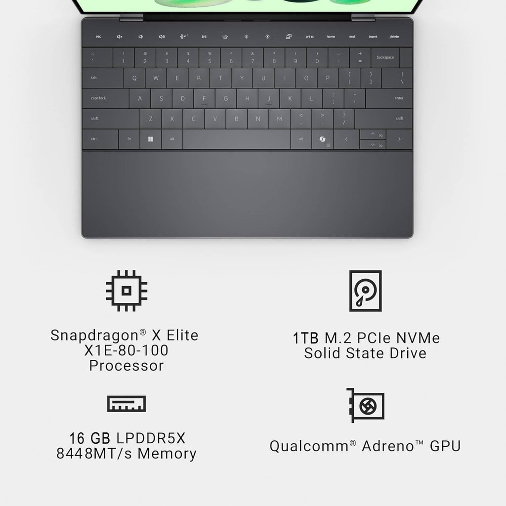 Dell XPS 13 9345 AI Laptop (13.4' 3K (2880x1800) OLED Touchscreen, 16GB DDR5, 1TB SSD, Snapdragon X Elite (> Intel i7-1355U)) Copilot+ PC, Backlit, FP, 27-Hour Battery, Wi-Fi 7, IR Webcam, Win 11 Pro