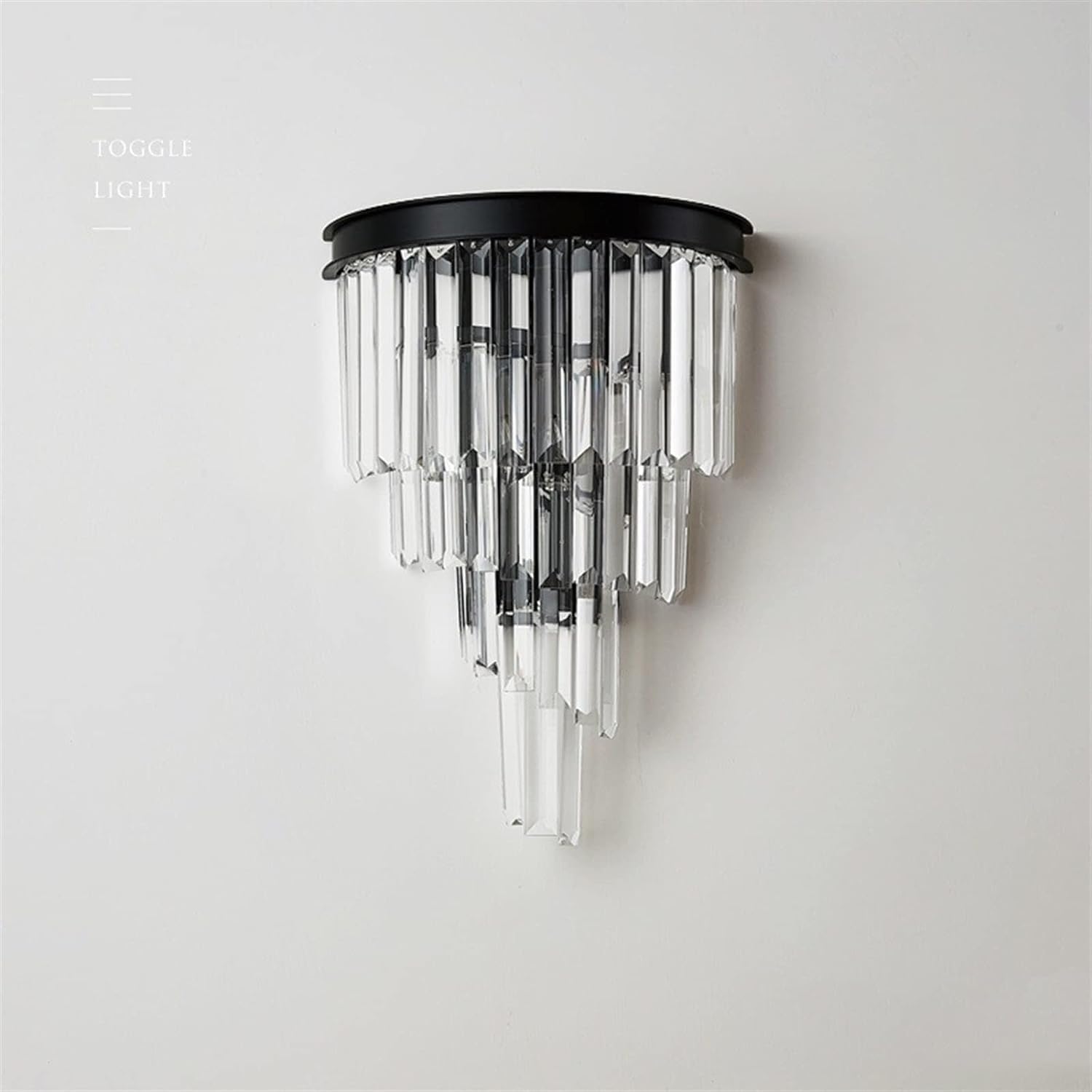 American Modern Crystal Glass Wall Lamp - Home Bedroom Bathroom Wall Light Black Wrought Iron Metal Wall Sconce,Chandelier