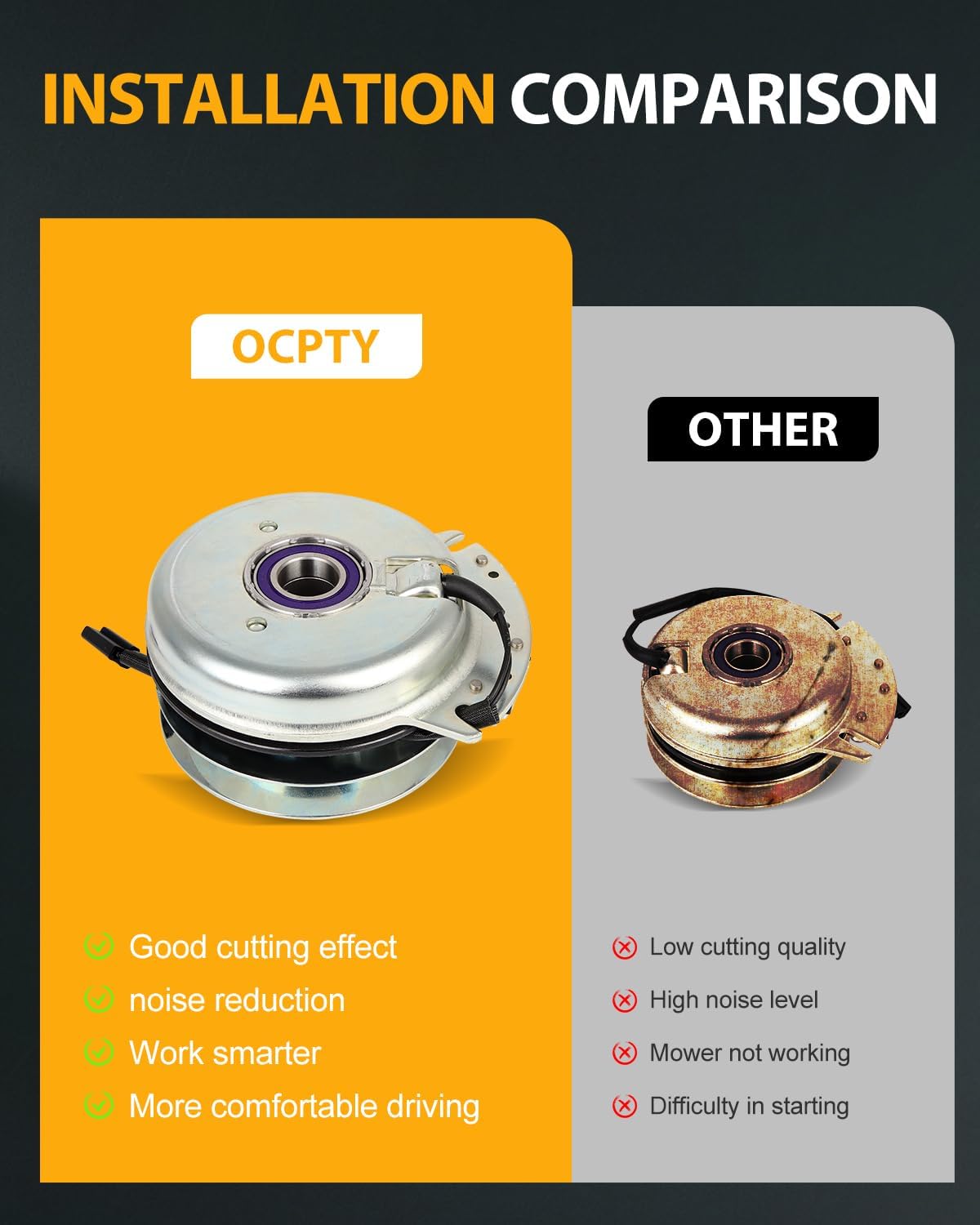 OCPTY Electric PTO Clutch for Hustler for Big Dog for Country Clipper for FasTrak 601326 X0250 601326K Lawn Mower Clutch
