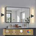 Black Wall Sconces Set of Two, 32 Inch Bathroom Sconces with Frosted Glass, Modern Sconces Wall Light Fixtures for Bathroom Mirror Living Room Bedroom Hallway (Bulbs Not Included)