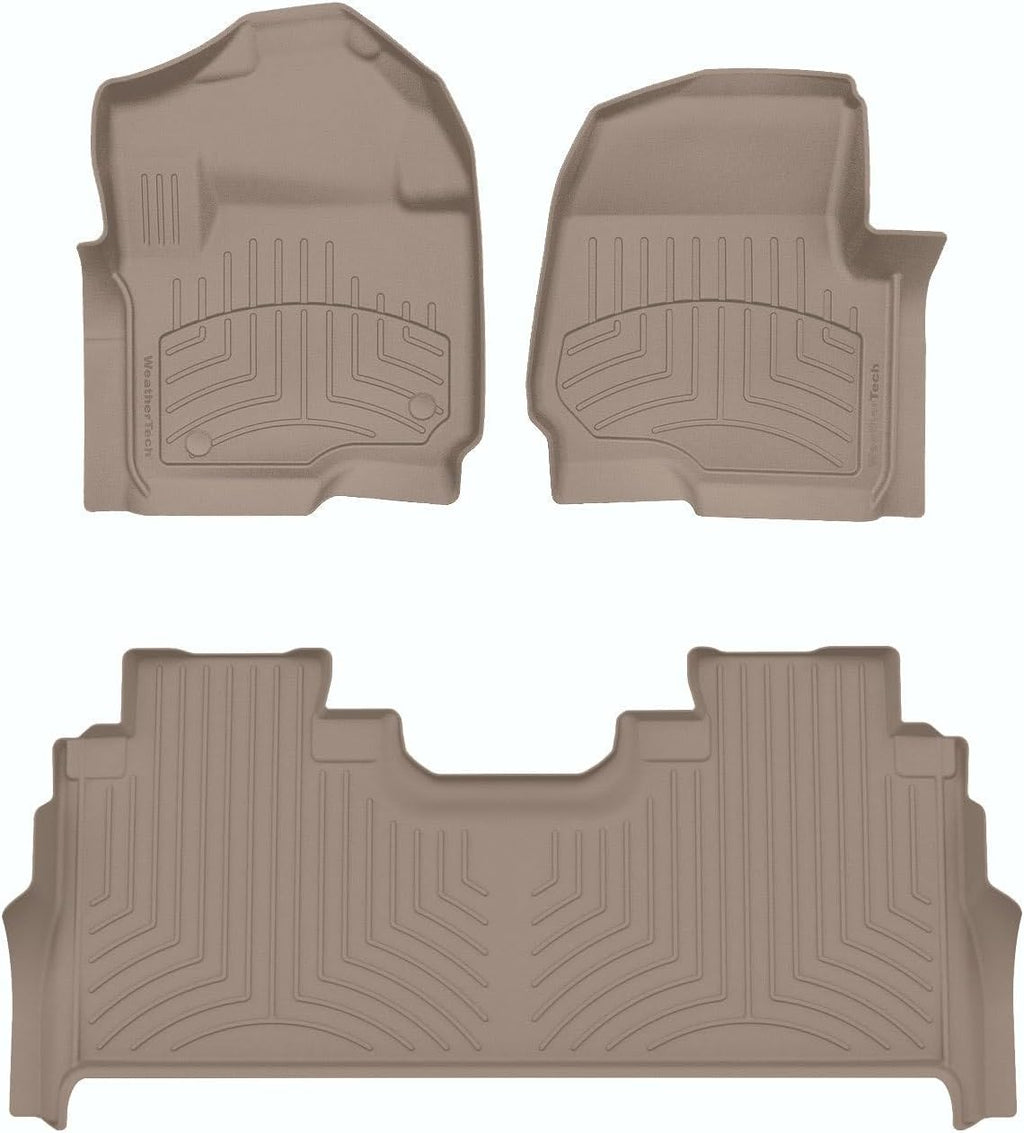 WeatherTech FloorLiner HP Custom Fit Floor Mats for Ford Super Duty - 1st & 2nd Row (451012-1-6IM), Tan