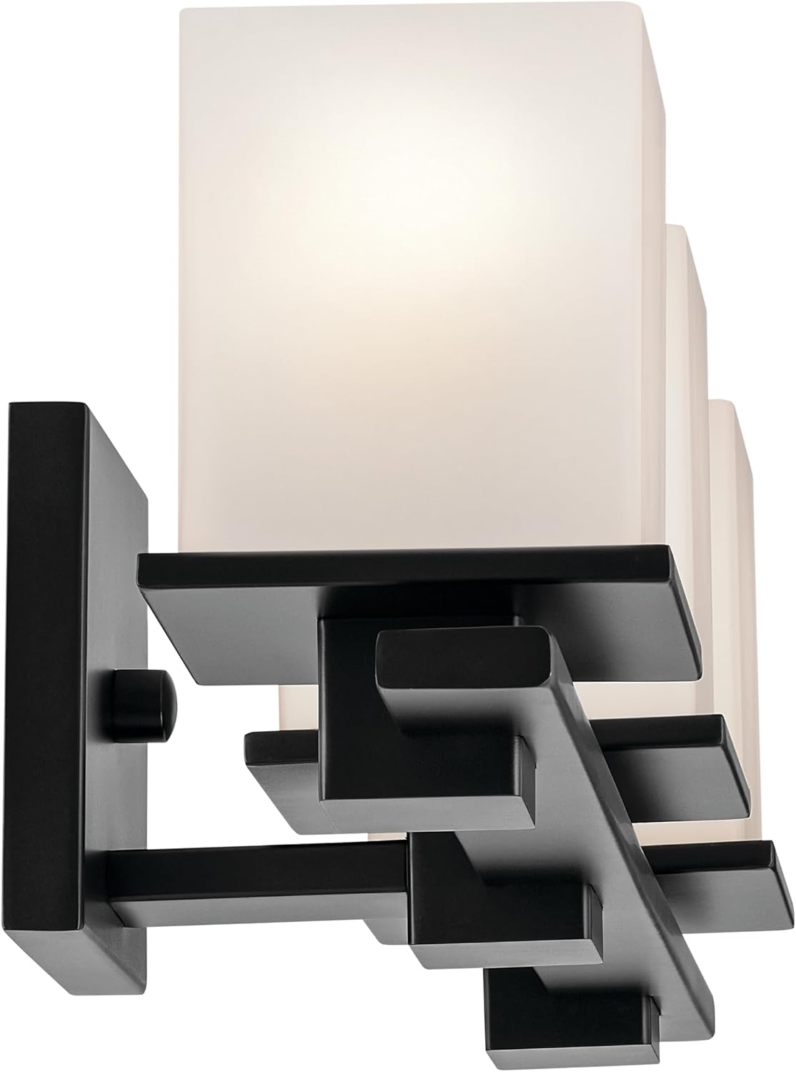 Kichler Tully 24' 3-Light Bathroom Vanity Light Fixture with Satin Etched Cased Opal Glass in Black for Over Mirror, Soft Modern Style (24' x 6.5' x 7'), 45151BK