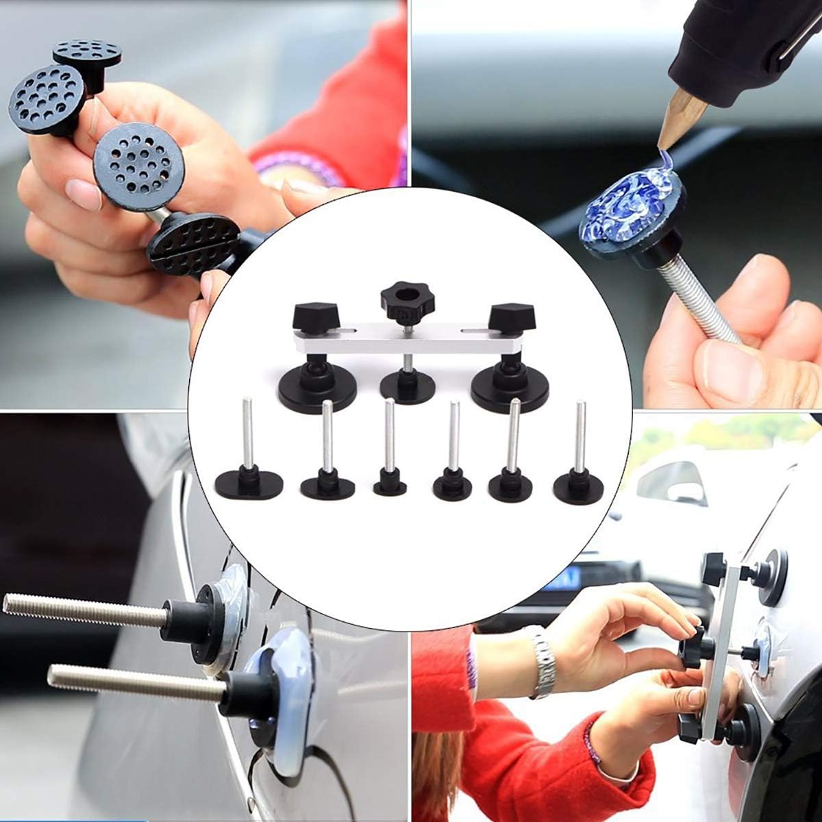 WHDZ 86PCS Paintless Dent Repair Tool Paintless dent Repair Rods Kit with Slider Hammer Dent Lifter Bridge Puller Set LED Line Board for Pop a Dent