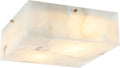 JONATHAN Y 13' Brass Gold Square LED Flush Mount Ceiling Light, Modern Decor, White Marble Alabaster Shade, 2-Light Fixture for Bedroom, Hallway, Bathroom, Glam Lighting JYL1201A