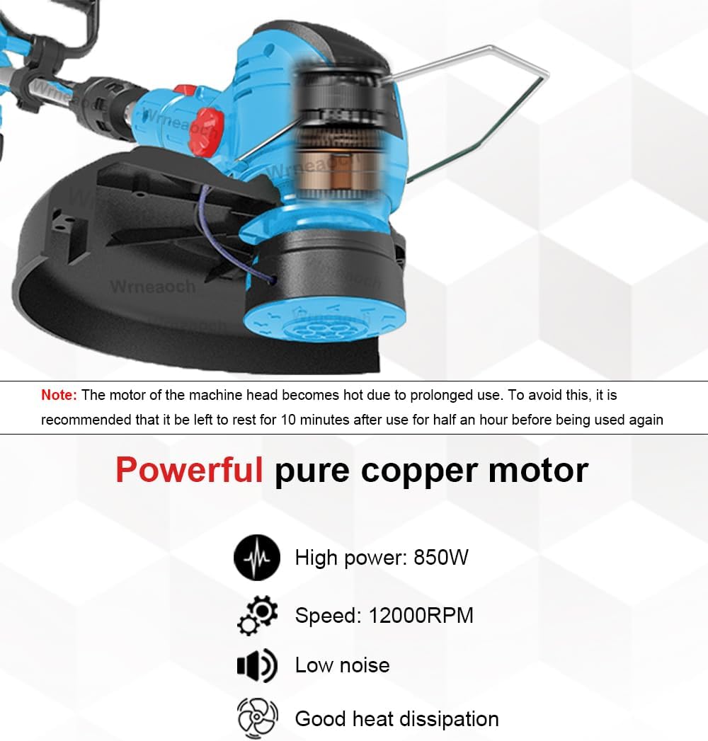 21V Electric String Trimmer Cordless String Trimmer with 12,000 RPM and 850W Motor Cordless Grass Trimmer with 2 Batteries 4.0Ah the Perfect Partner for Garden and Lawn Care