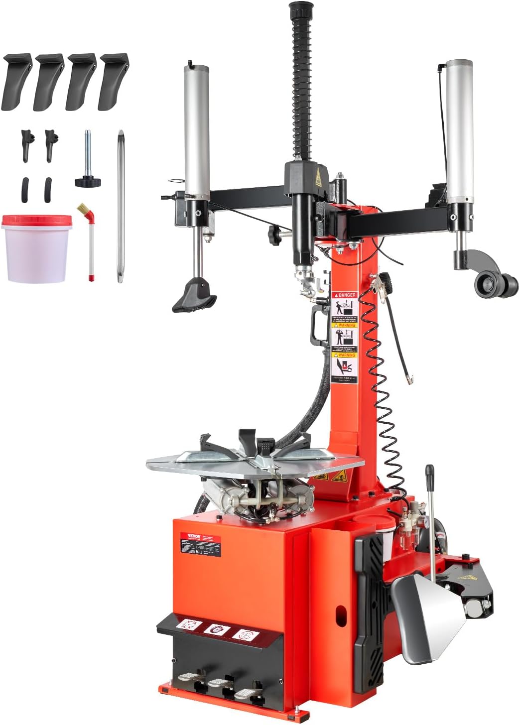 VEVOR Tire Changer Machine, 2.0HP Copper Motor, Durable Tire Changer with Air Pressure Gauge & Pneumatic Assist Arm, Pedal Operated Tire Changer with Thickened Chuck, Fit for Sedan/SUV/Pickup Truck