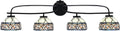 Toltec Lighting Cavella 4-Light Bath Bar – Modern Vanity Light Fixture for Bathroom – Dimmable and LED-Compatible Wall Light – Matte Black Finish, 7' Royal Merlot Art Glass
