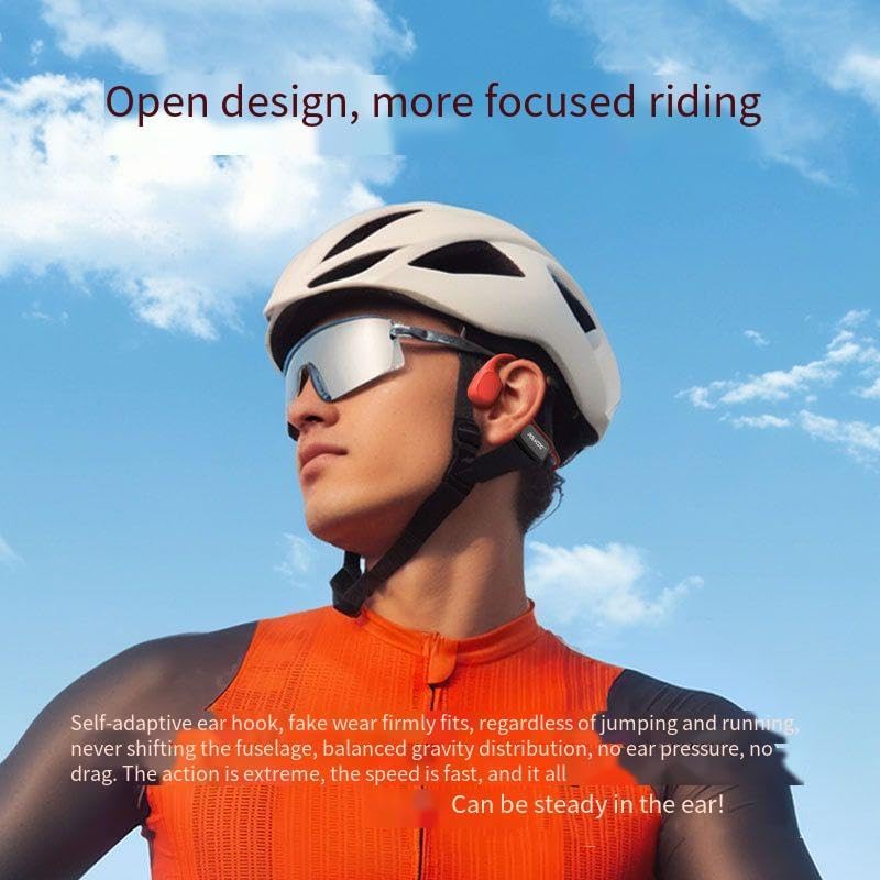 IPX8 Waterproof Swimming Headphones Bone Conduction Earbuds Built in 32G Memory Open Ear Headphones Wireless Bluetooth 5.4 with Mic,Single Battery Life 10H Sport Earphones for Running,Cycling,Orange