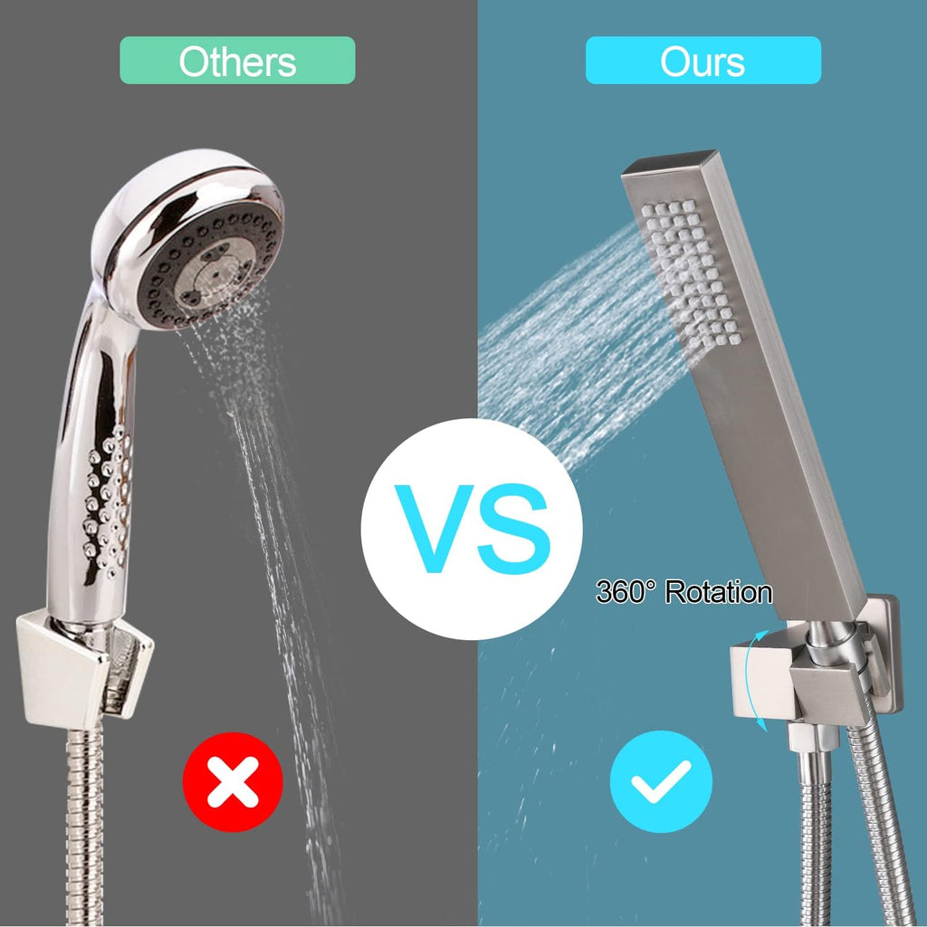 HOMEDEC Matte Black Thermostatic Ceiling Shower System with Body Jets, 12' Rainfall Shower Faucet Fixtures Set with Mixer Valve and Handheld Brass Shower Combo Kit for Modern Bathroom