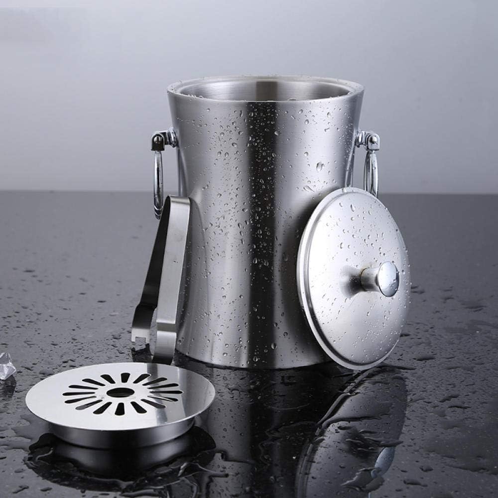 ice bucket, Ice Bucket Thick Stainless Steel Hand Strap Cover Insulation Ice Bucket Red Wine Ice Bucket Bar Dedicated