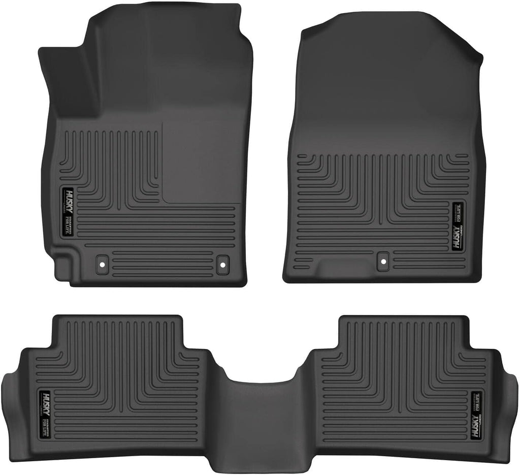 Husky Liners Weatherbeater Floor Mats | Fits 2018-2023 Hyundai Kona | Front & 2nd Row, 3-pc Black - 95581