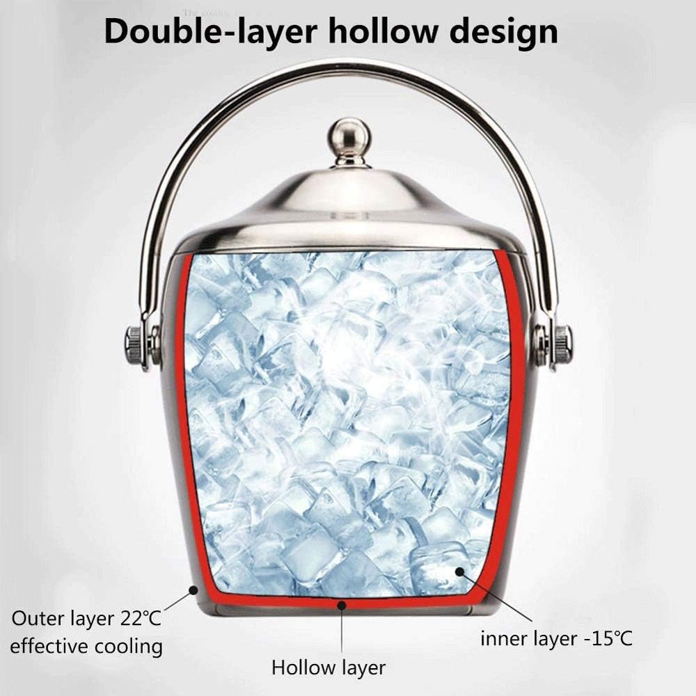 Insulated Ice Bucket Portable Stainless Steel Ice Bucket Freezer Ice Bucket with Lid for Parties Barbecues and Buffets