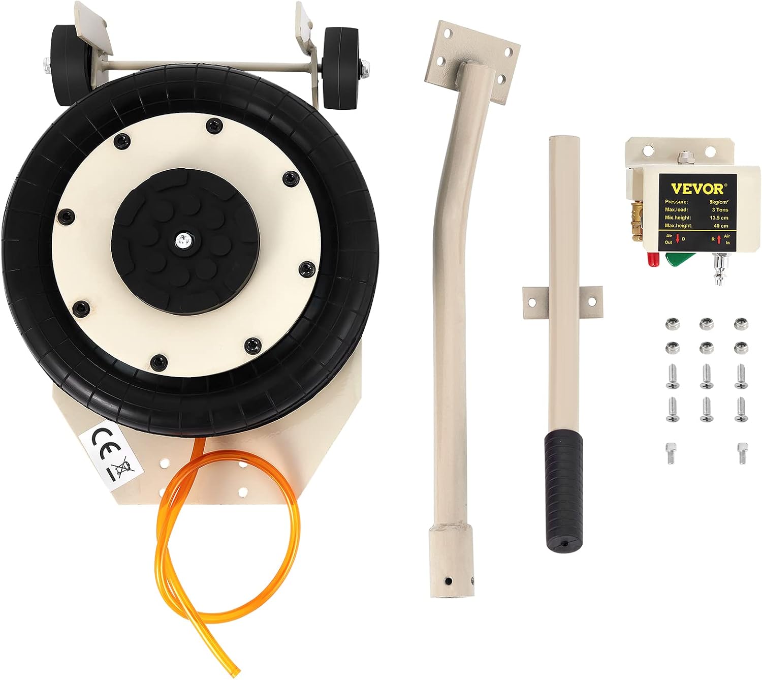 VEVOR 5 Ton/11000 lbs Triple Bag Air Jack, Air Bag Jack Lift Up to 15.75 Inch, 3-5S Fast Lifting, for Cars with Long Handle (Beige)