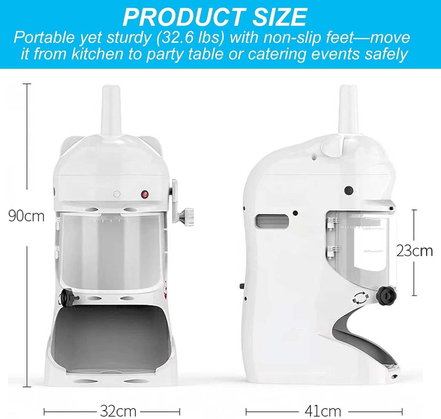 Large Capacity Ice Shaver Machine,Adjustable Thickness by Knobs,Automatic Snowflake Ice Maker,2400G Ice Bucket with Lid,Blue