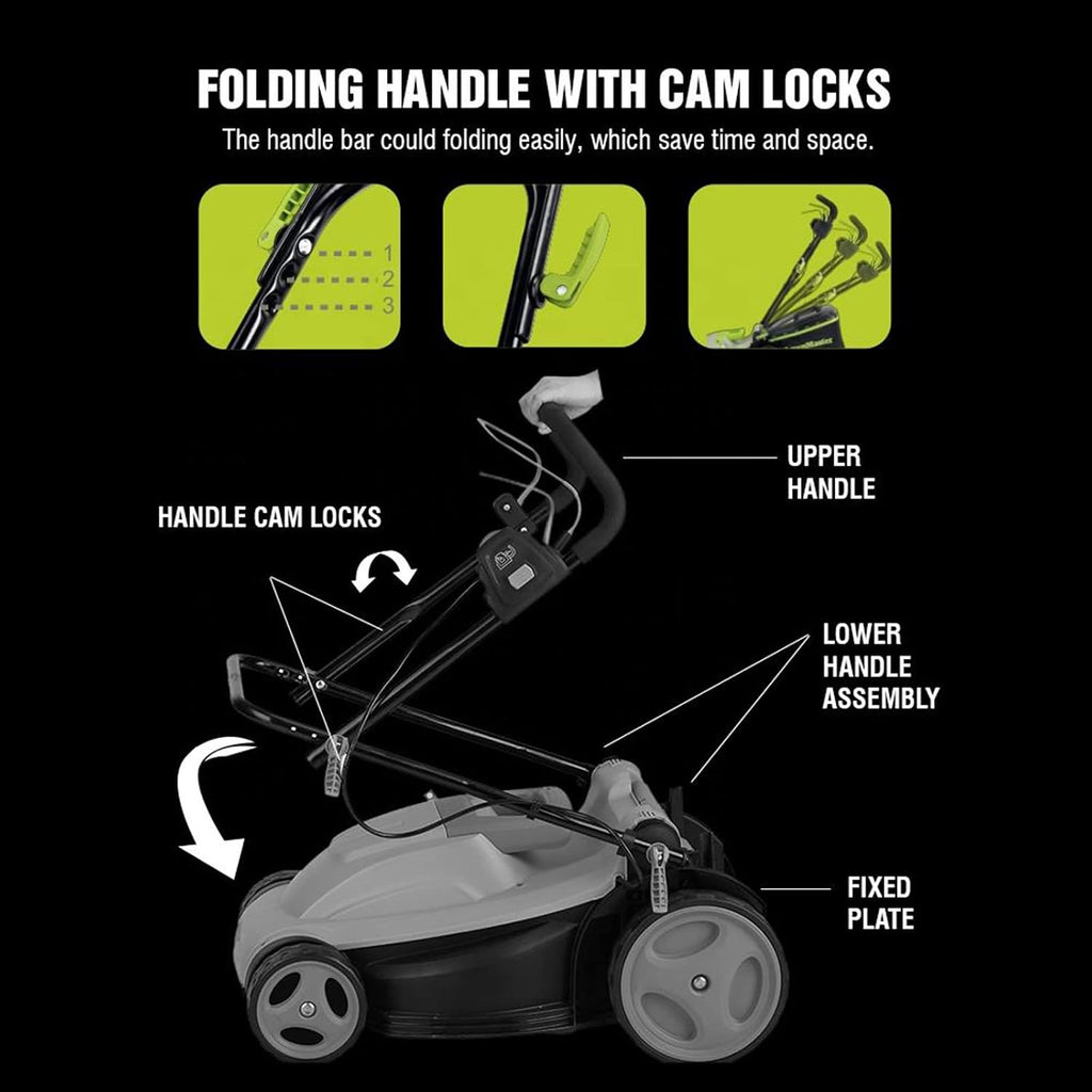 2-in-1 Electric Corded Lawn Mowe Self-propelled Lawn Mowers Portable Electric Lawn Mowers with Folding Handle Outdoor Electric Lawn Mower