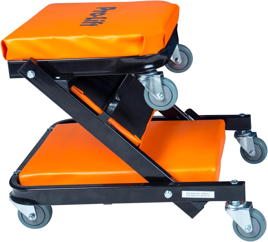 Pro-Lift Foldable Z Creeper - 2-in-1 Rolling Folding Car Creeper & Seat - 40' Adjustable Roller Garage Chair Lay Down or Sit, 450 LBS Capacity Under Car Roller Creeper with 6 Swivel Casters