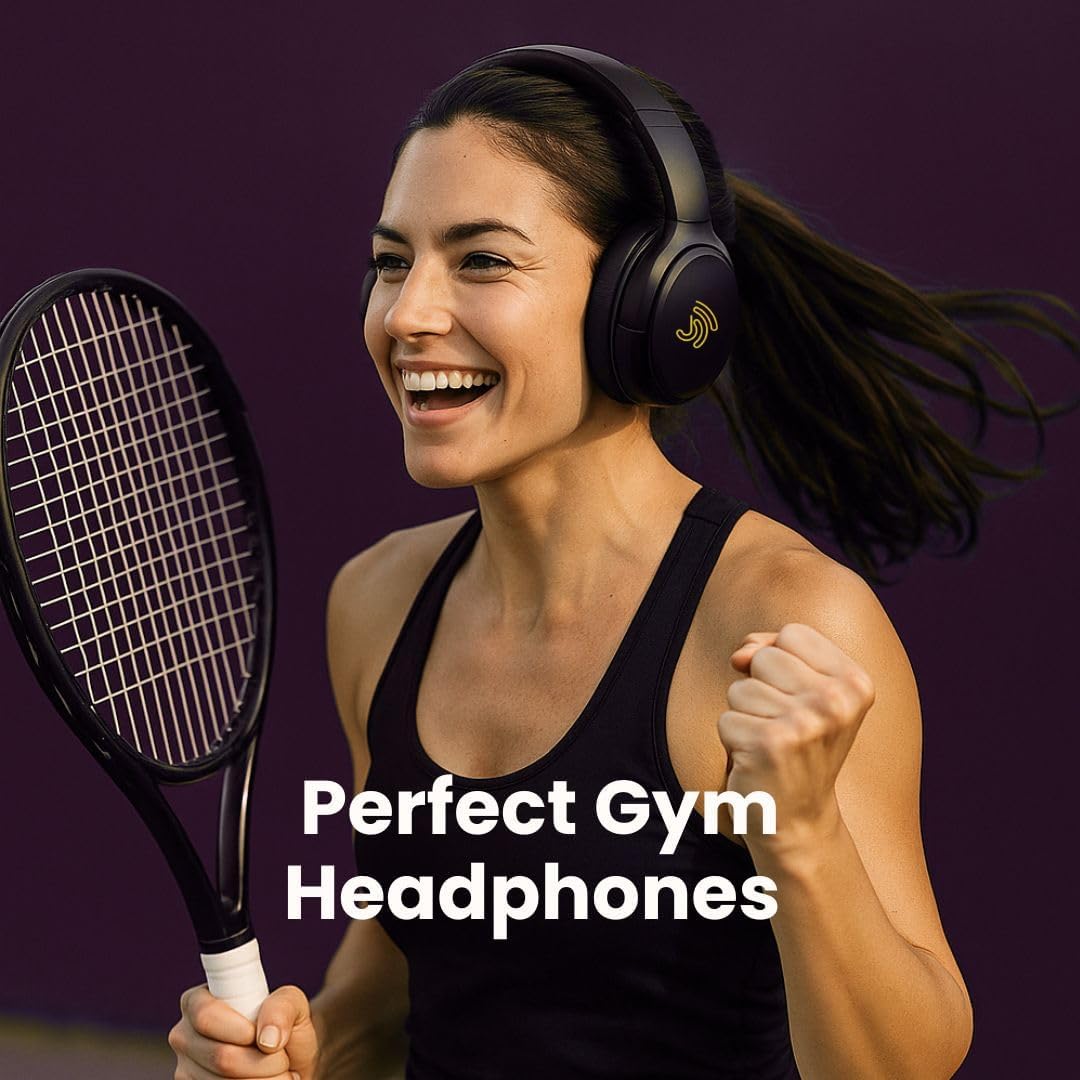Jrumz Clarity CL01 Hybrid Active Noise Cancelling Headphones, Wireless Over Ear Bluetooth Headphones, Deep Bass, Comfort Fit Ear Pads, 40H Playtime for Home Office, Travel, Gym (Black)