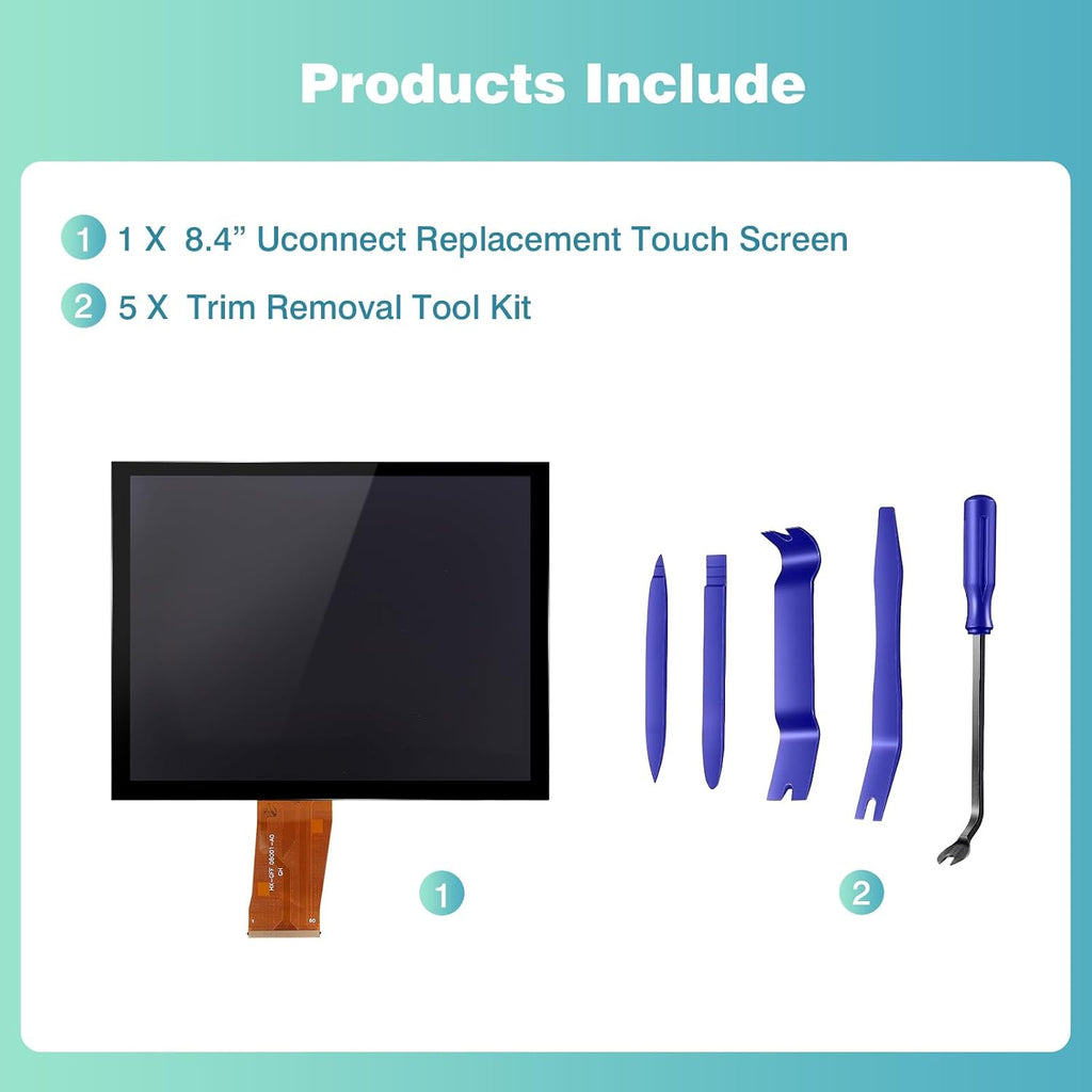 2026 New 8.4' UConnect 4C UAQ Screen Radio Navigation, Chip Upgrade Gel-Free, Replacement Compatible Fit for Dodge RAM Jeep Chrysler 2017-2021 Replace OEM # LA084X01(SL)(02) with Mounting Tool