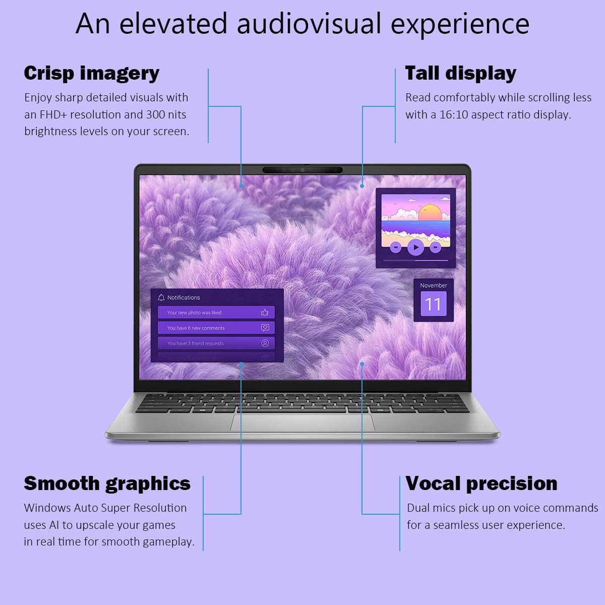 Dell Inspiron 14 Laptop, 14' FHD+ Display, 8-Core Snapdragon X Plus, Qualcomm Adreno Graphics, 16GB LPDDR5X RAM, 512GB PCIe SSD, Wifi7, Copilot+ PC, Windows 11 Pro