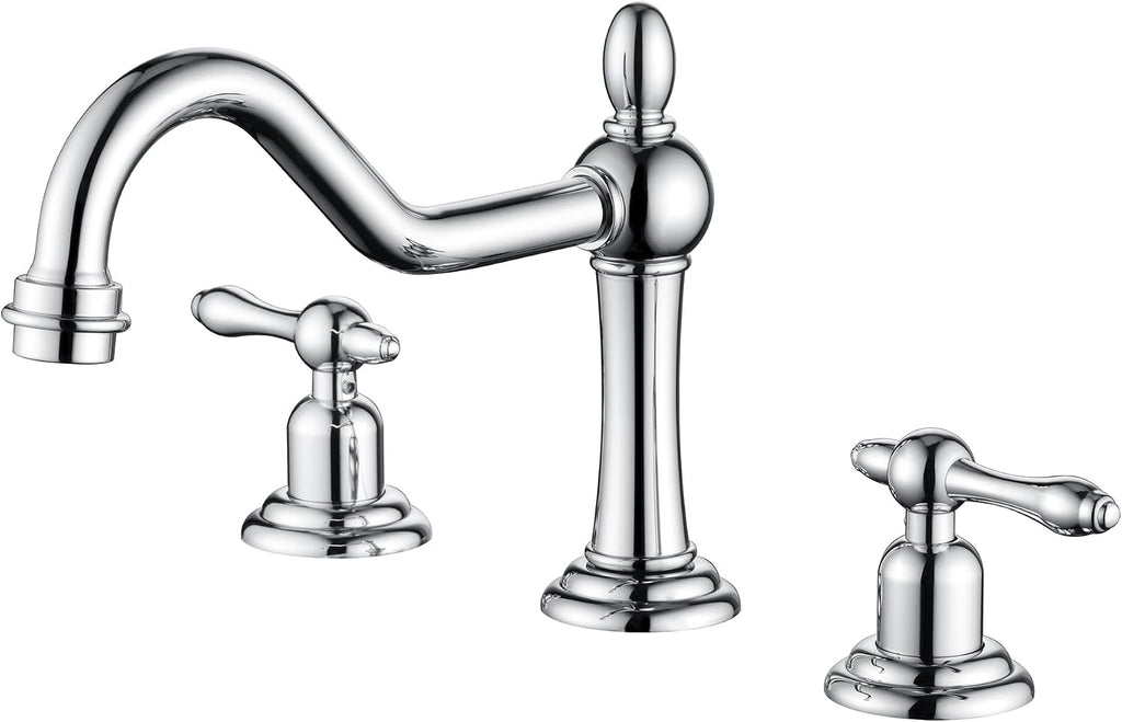 sumerain 8 Inch Widespread Bathroom Sink Faucet Chrome Finish, 2 Handle 3 Hole Vanity Faucet Traditional Style