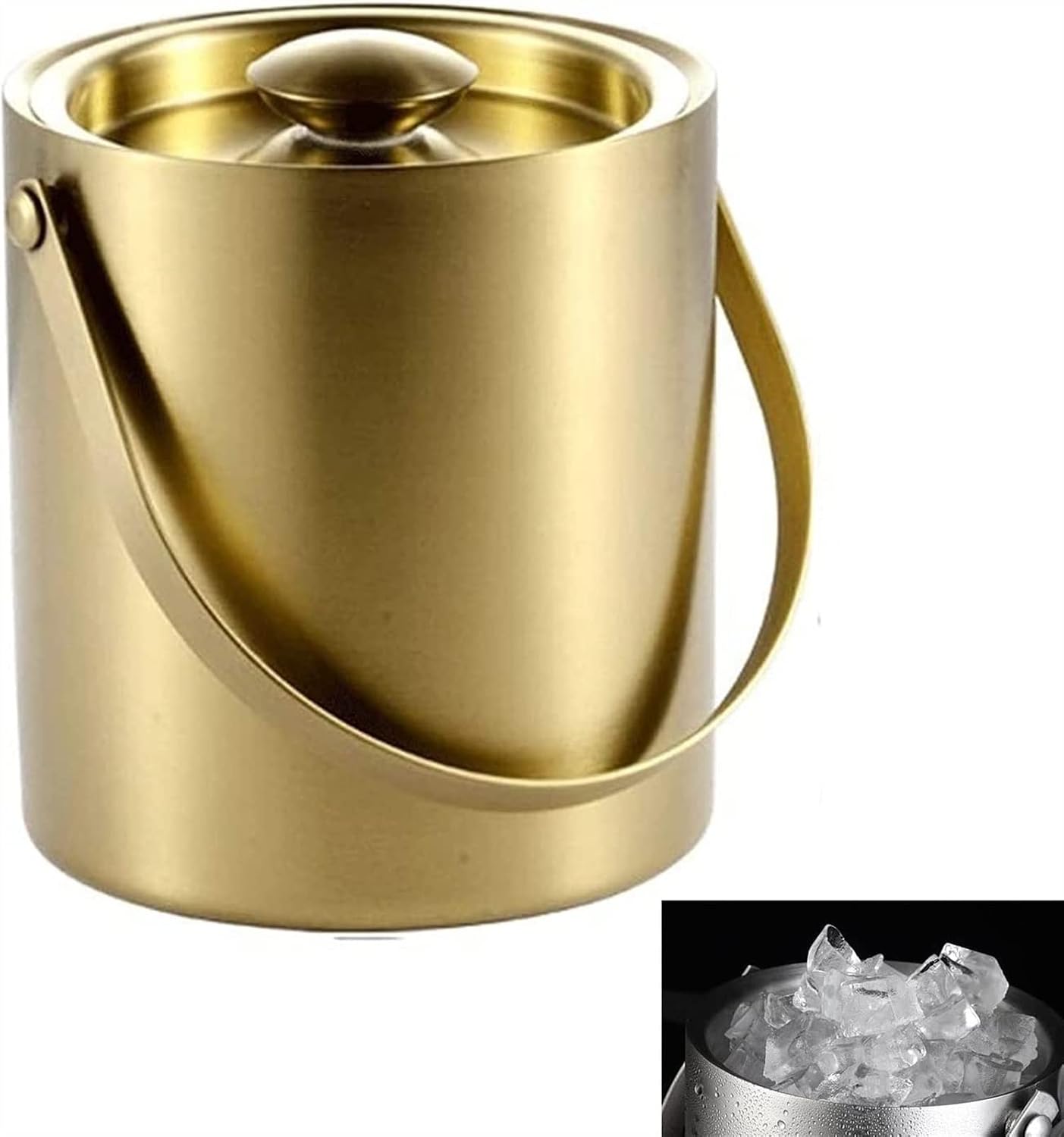 Double Wall Insulated Stainless Steel Ice Bucket with Lid for Party Champagne Ideal Bar,Party,Beer,Champagne and Wine