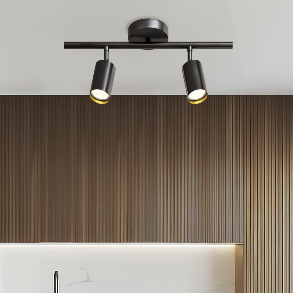 MOD LIGHTING Harris | Modern Track Lights LED, Indoor Ceiling Light Fixture for Living Room, Kitchen Island Ceiling Lighting, Solid Brass Light Fixture (Βlack | Warm White | 2 Lights)