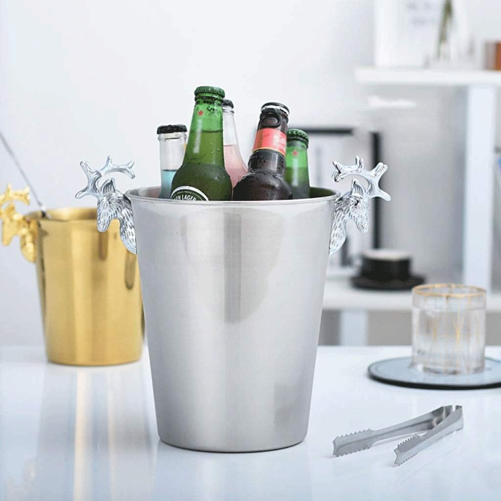 ice bucket, Ice Bucket Champagne Bucket Stainless Steel Ice Bucket Bar Commercial Ice Cube Ice Bucket Home Red Wine Ice Bucket (Color : B, Size : 16x16.8cm) (B 16x16.8cm)