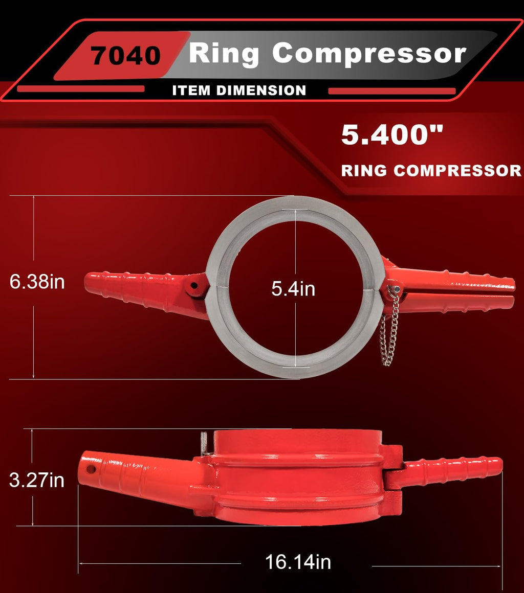 7040 Piston Ring Compressor Tool, Piston Ring Compressor Adapter & Anti-Polishing Ring Kit For Cummins ISX QSX 15, Caterpillar 3400, 3406, 3408, C15, 5.4' bore Replace# PT-7040 5299339 5394454