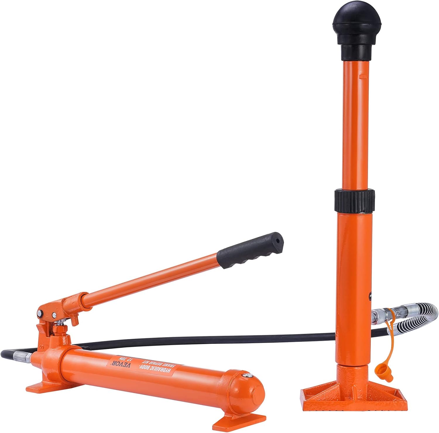 VEVOR 12 Ton Porta Power Kit, Hydraulic Ram with Pump with 4.6 ft/1.4 m Oil Hose, Portable Hydraulic Jack with Storage Case for Automotive, Garage, Farm, Mechanic (26455 LBS)