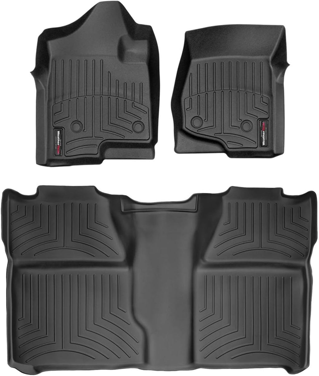WeatherTech Custom Fit FloorLiners for Chevrolet Silverado 1500, Silverado 1500, Silverado 2500HD/3500HD - 1st & 2nd Row (44066-1-0), Black