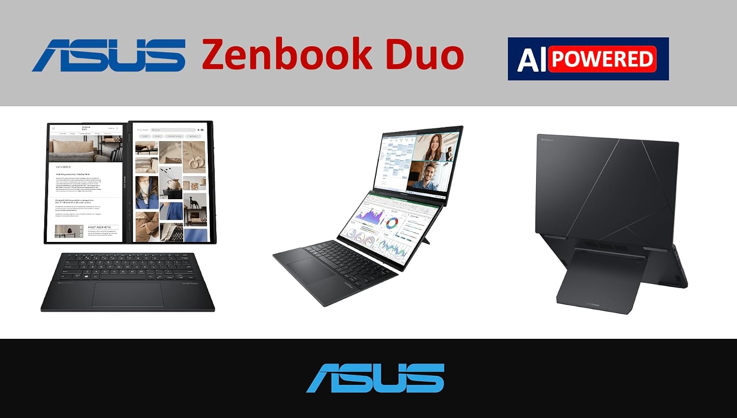 ASUS Zenbook Duo AI Powered 2-in-1 Laptop 14.0' Touchscreen OLED WUXGA Display (Intel Ultra 9-285H, 32GB LPDDR5X, 2TB PCIe SSD, Backlit KB, 2 Thunderbolt 4, WiFi 7, Win 11 Pro) w/DKZ USB Port Expander