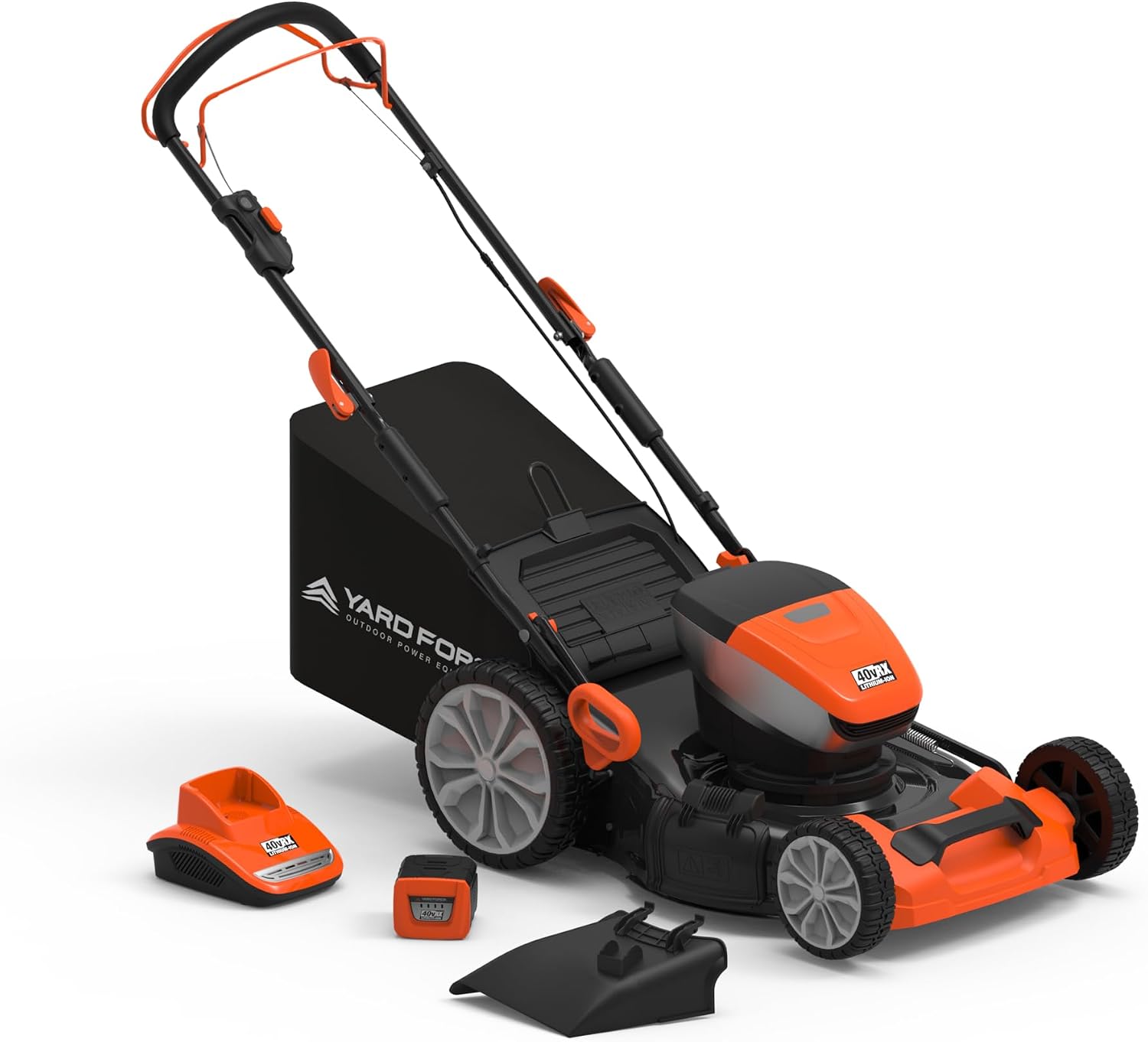 Yard Force Electric YF40VRX21-SP 21' Cordless Lawn Mower – 40V Lithium-Ion Battery, 3-in-1 Self-Propelled, Adjustable Cutting Heights, Brushless Motor. 2X Batteries Included.